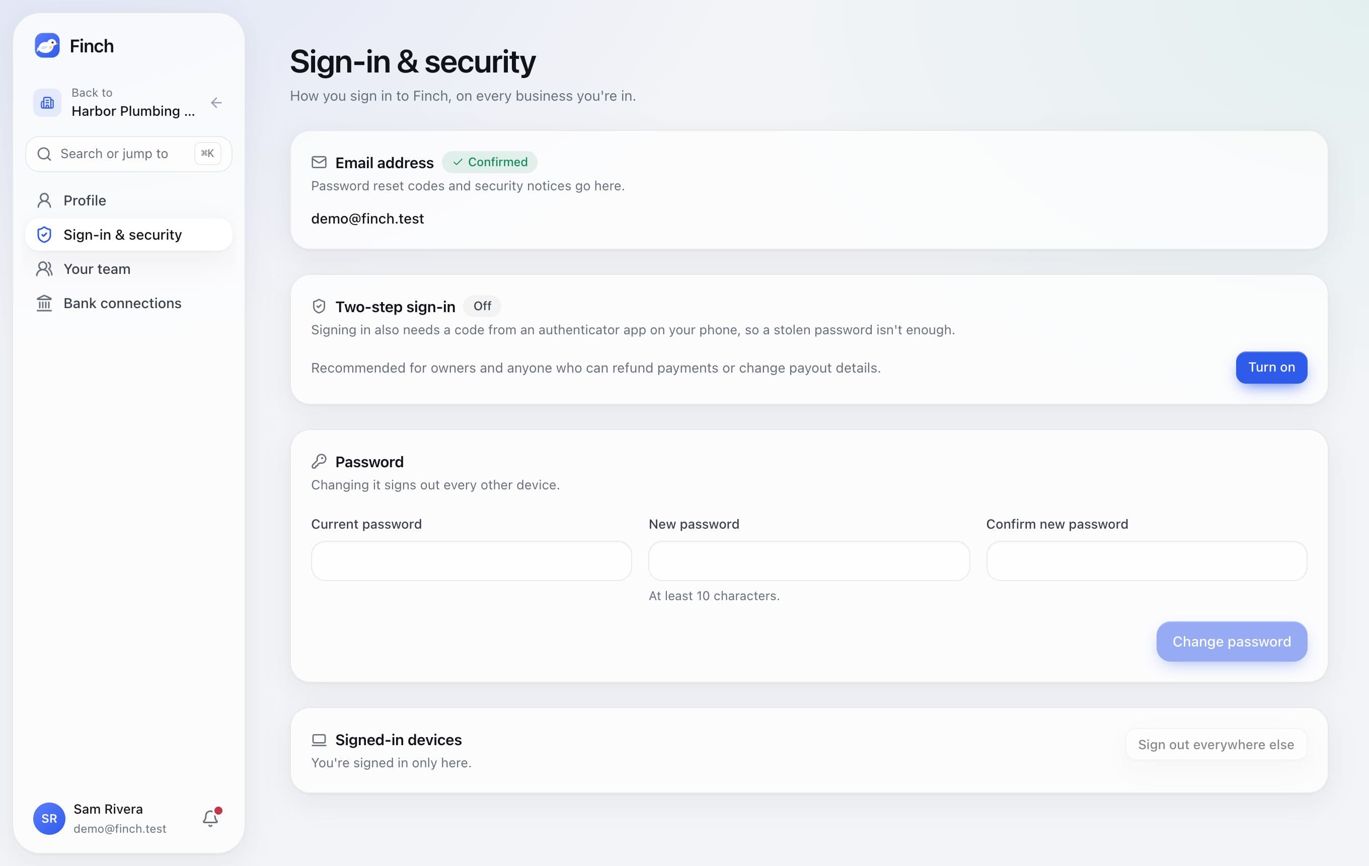 Sign-in & security