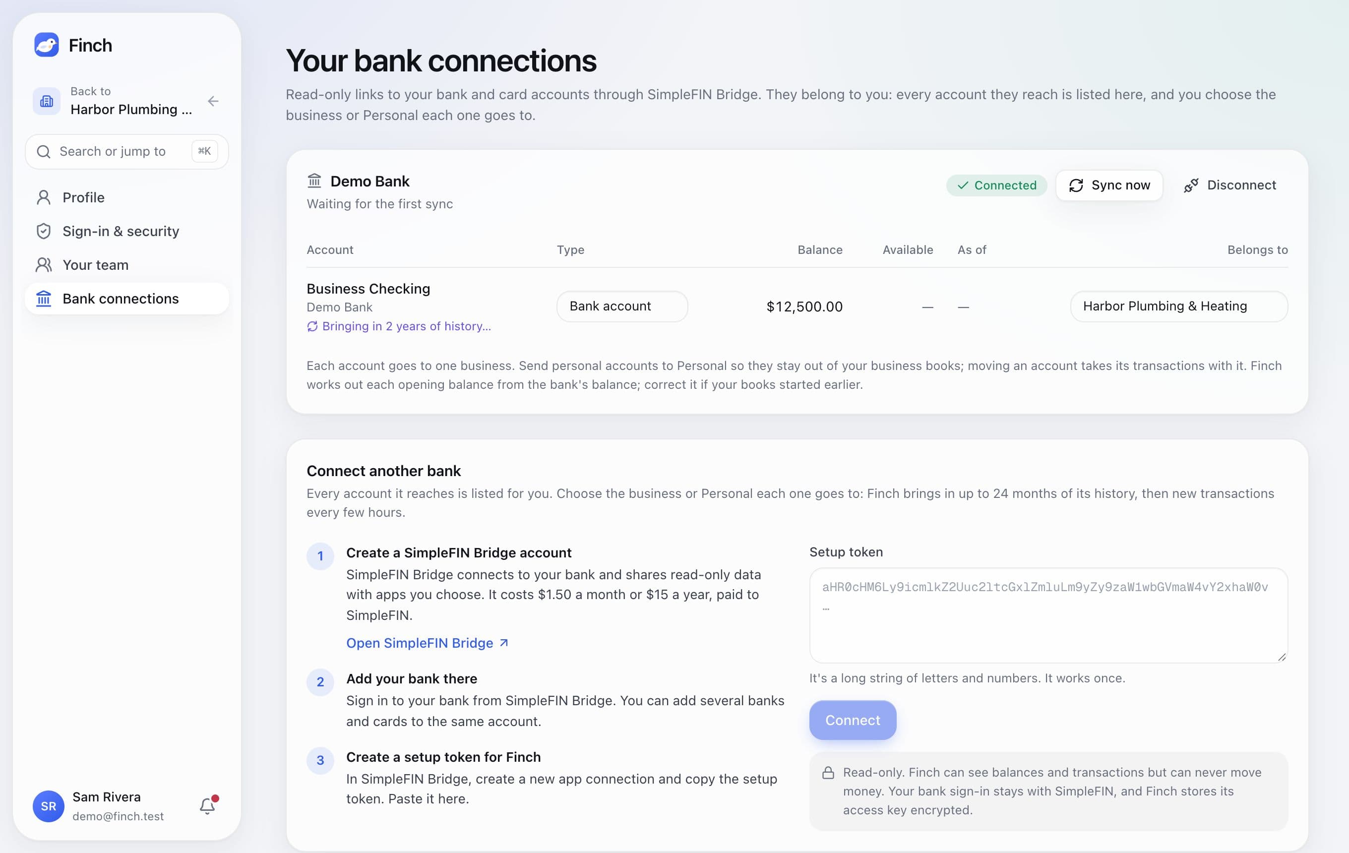 Bank connections