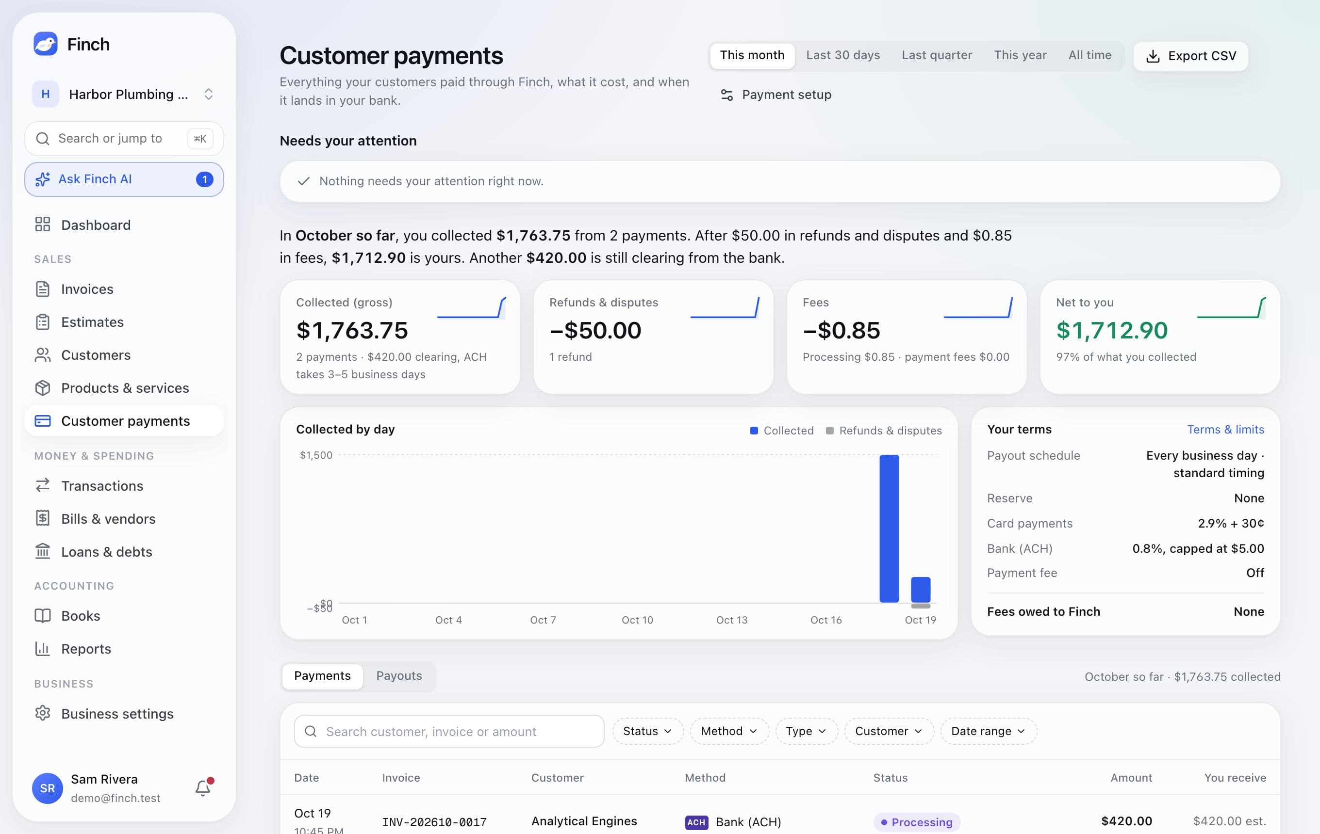 Customer payments