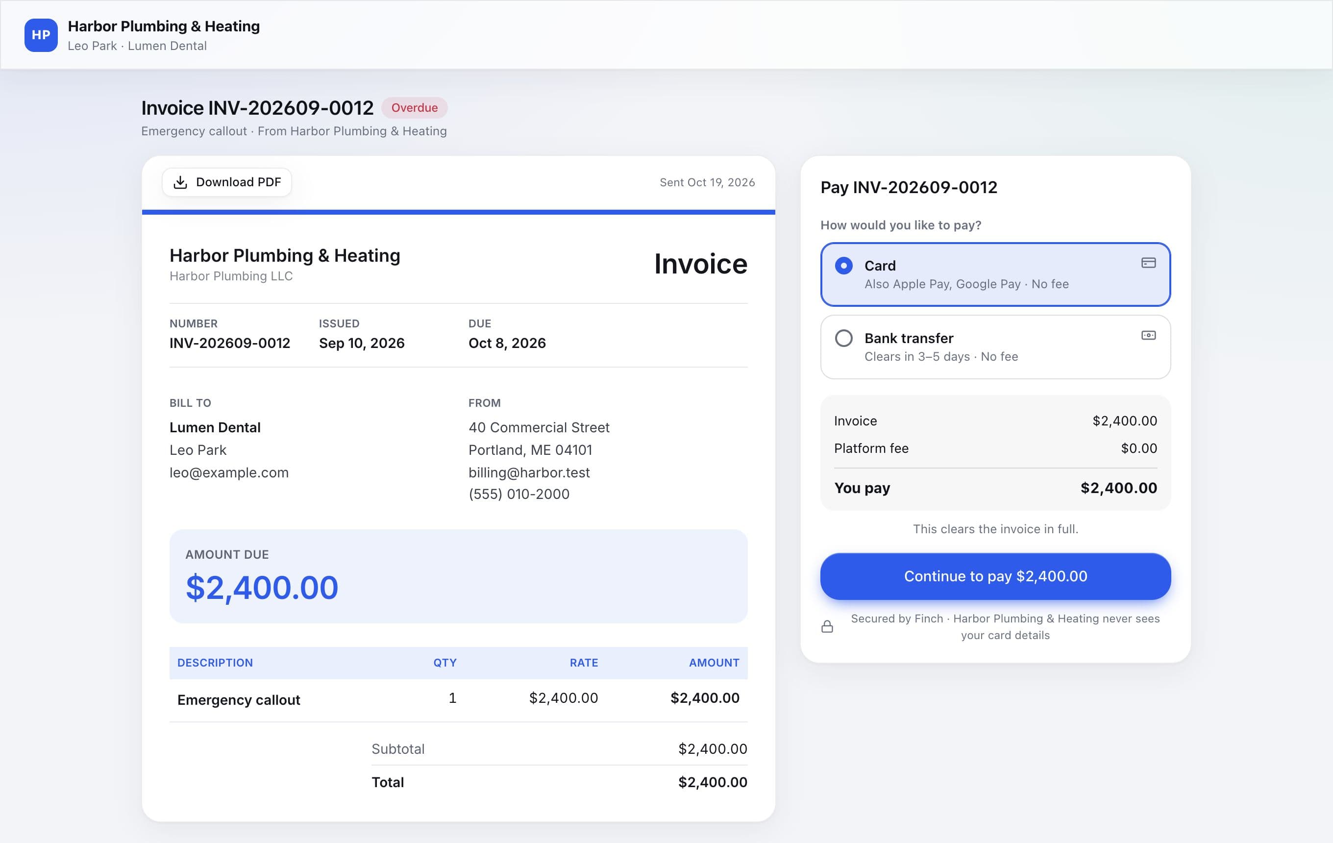 The pay page