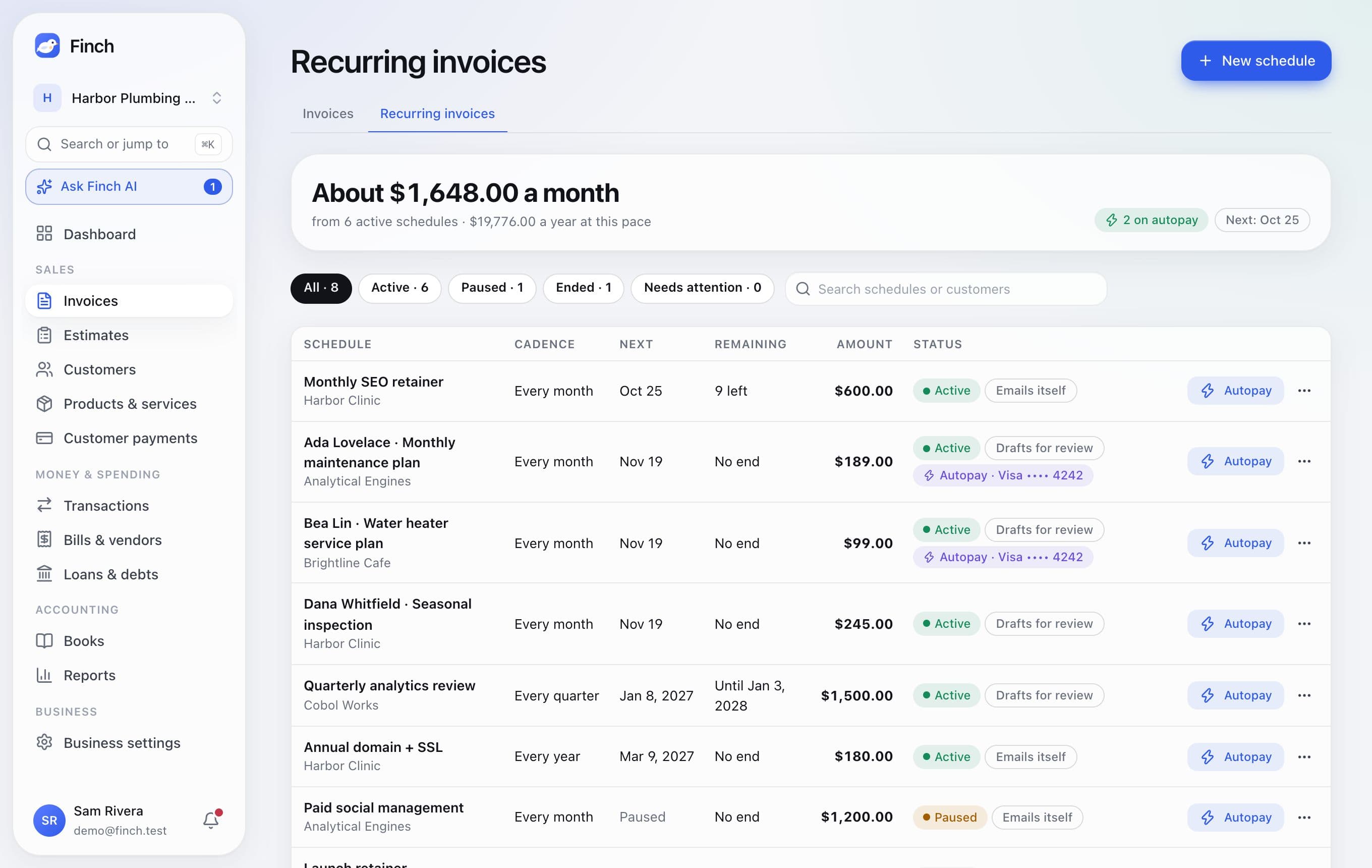 Recurring invoices