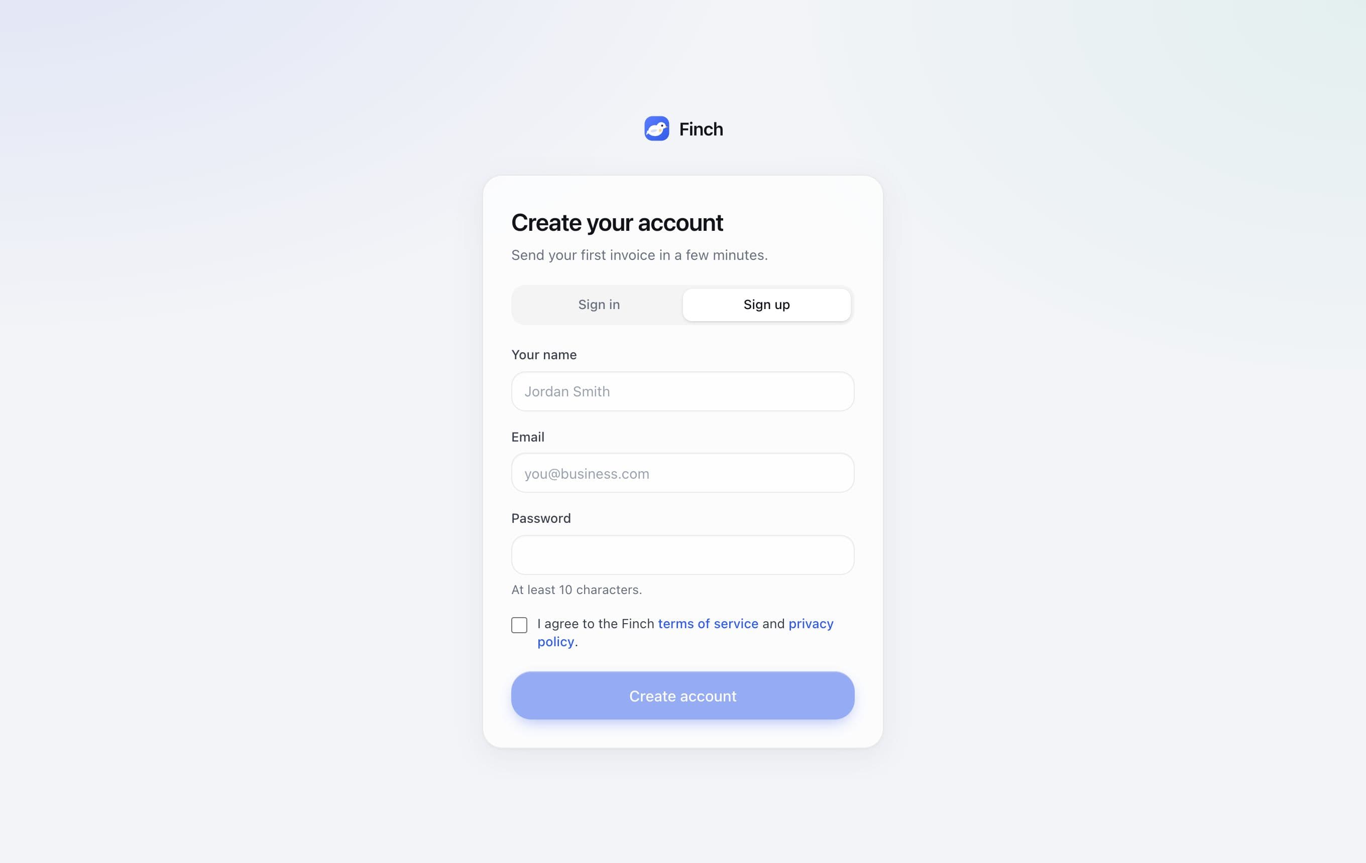Creating an account